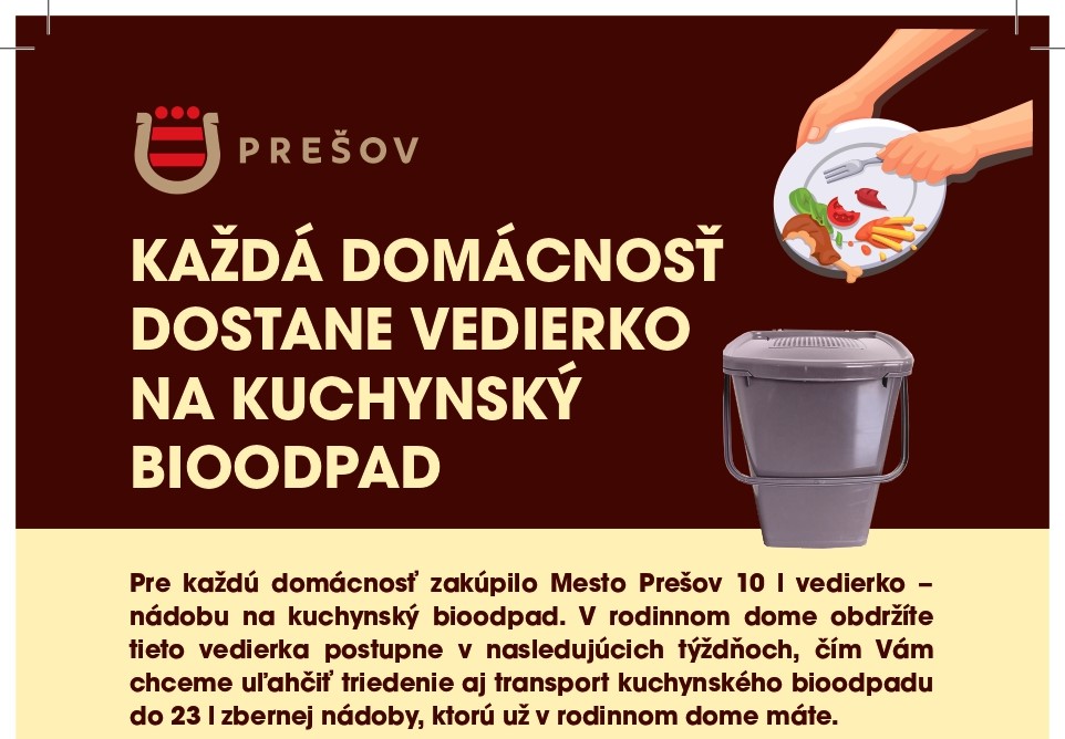 Domácnosti v prešovských rodinných domoch dostanú vedierka na kuchynský bioodpad
