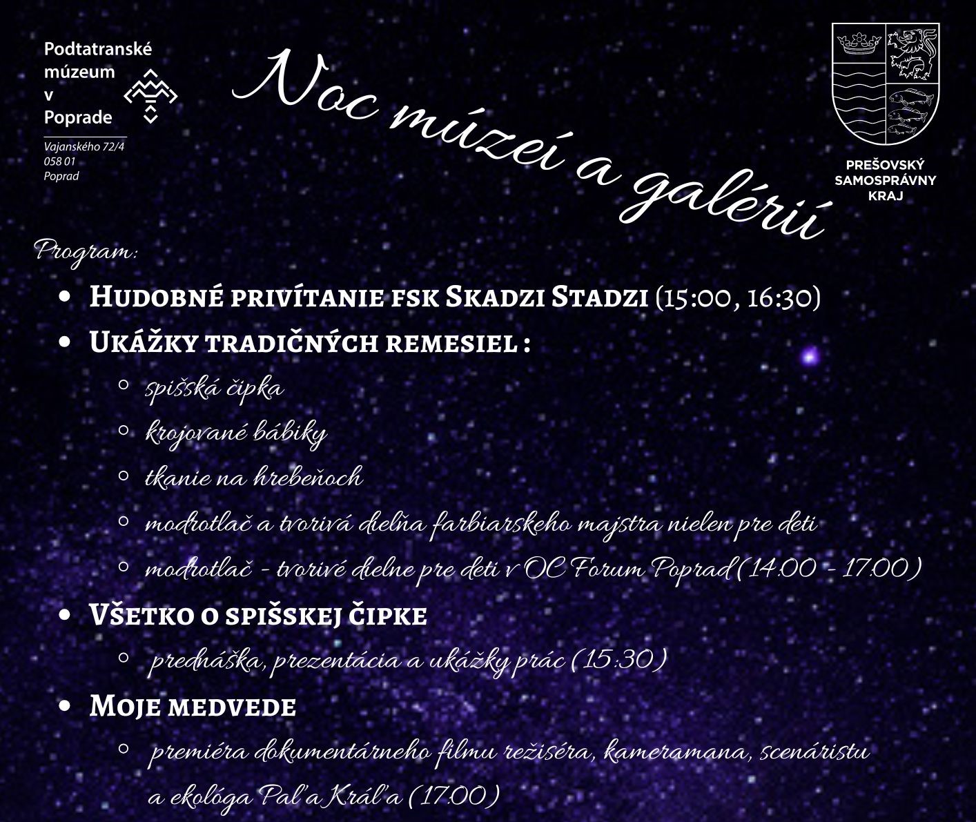 Na Noc múzeí a galérii sa pripravuje aj Podtatranské múzeum v Poprade