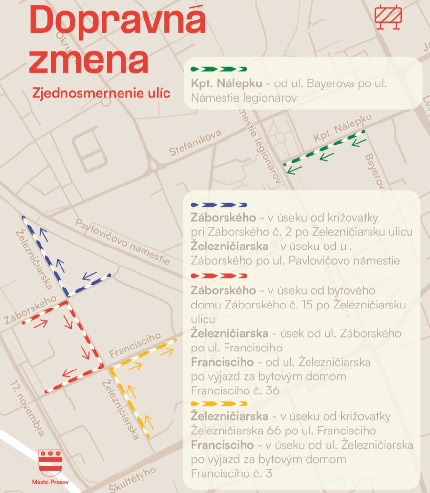 Pozor! V Prešove pribúdajú viaceré jednosmerky