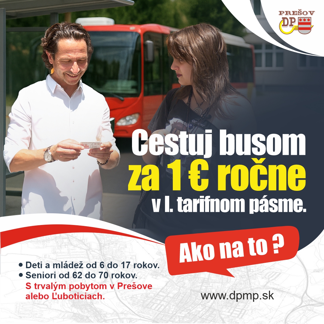 Deti, mládež a seniori v Prešove jazdia MHD už 2 roky len za 1 euro ročne
