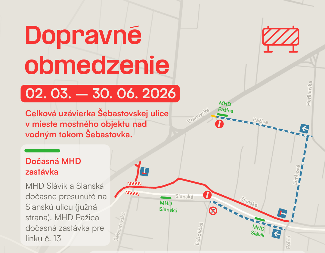 Most na Šebastovskej ulici v Prešove čaká rekonštrukcia, cesta v jeho okolí bude úplne uzavretá