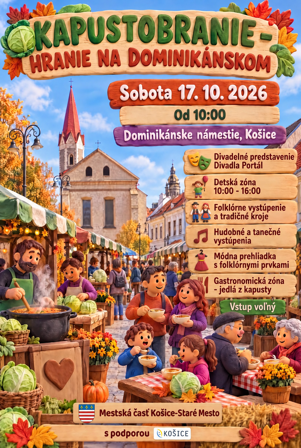 DOMINIKÁNSKE NÁMESTIE OŽIJE KAPUSTOBRANÍM-HRANÍM. SPOJÍ CHUTE, TRADÍCIE, HUDBU AJ MÓDU